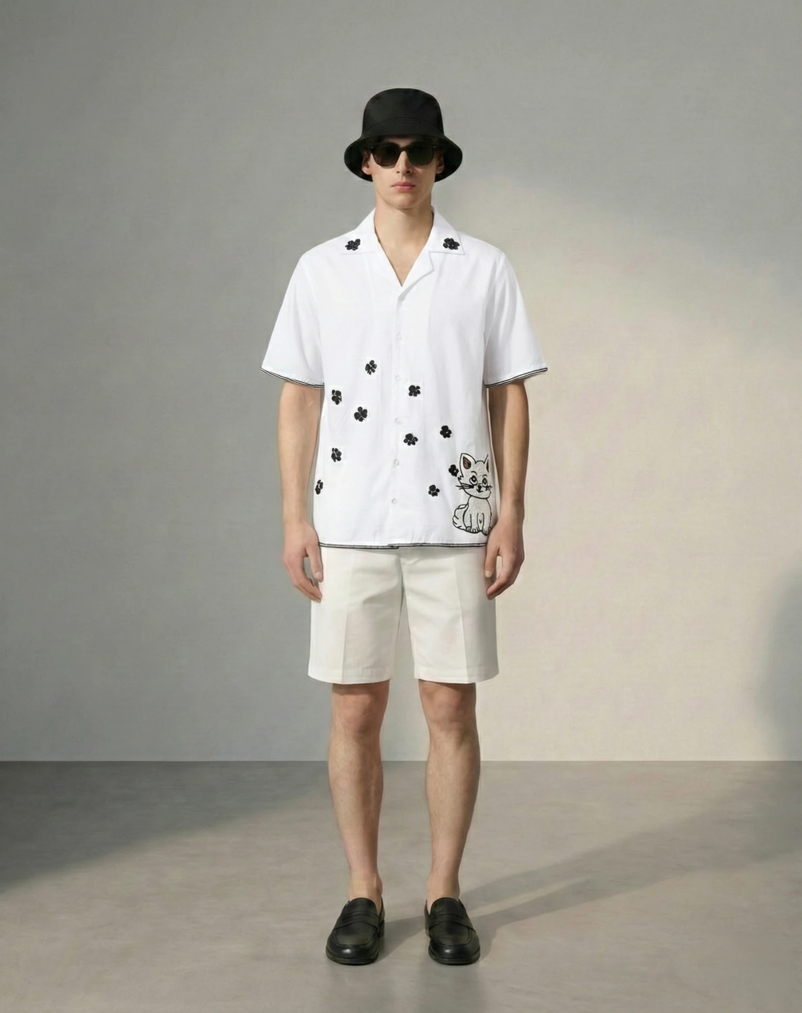 Custo-Embroidered-Cat-Cuban-Collar-Handcrafted-Paw-Print-Cotton-Shirt-Unique-Cat-Lover-Gift-front.JPG