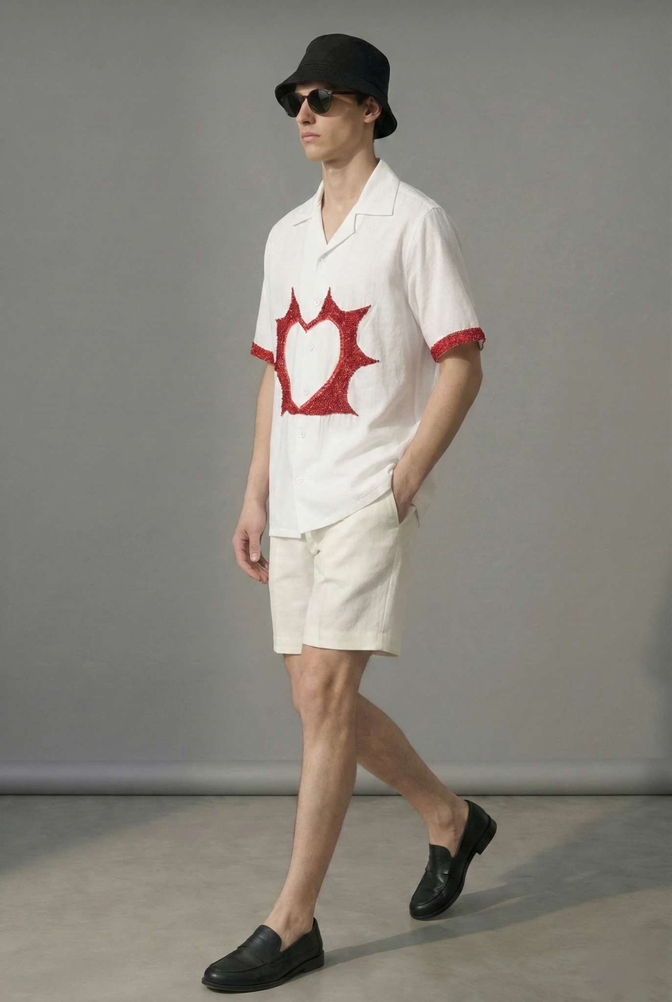 Custom-shirt,-hand-embroidered,-cotton-linen,-Heart-and-bead-design,-gift-for-her-him.1