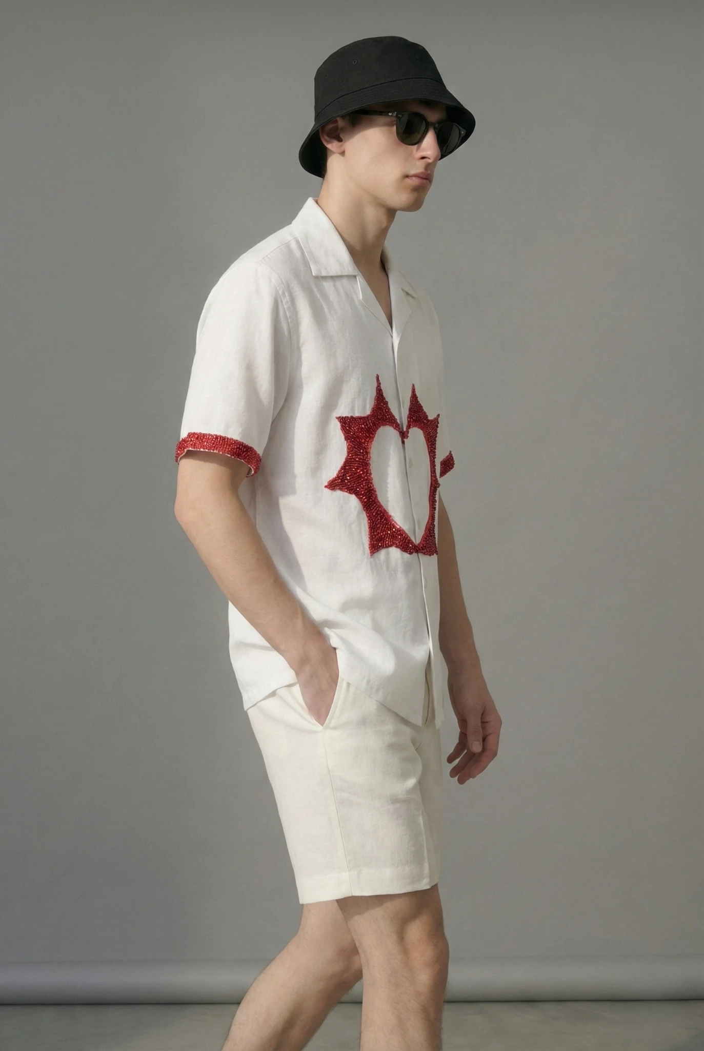 Custom-shirt,-hand-embroidered,-cotton-linen,-Heart-and-bead-design,-gift-for-her-him.3