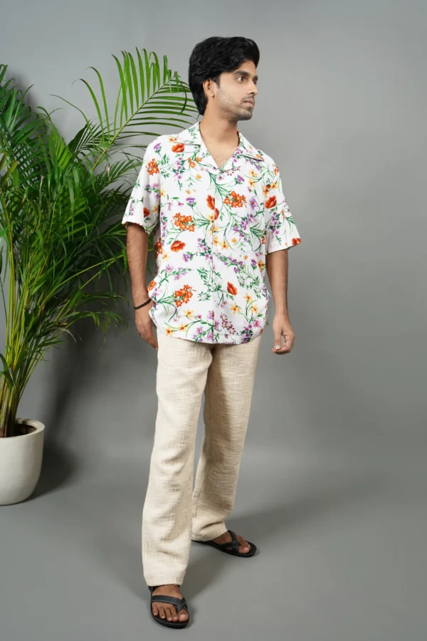 Floral Elegance Cotton-Linen Shirt