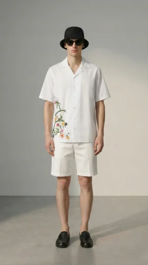 Hand-Embroidered-Floral-Branch-Cotton-Shirt-Cuban-Collar-Beadwork-Made-to-Order-front1-JPG
