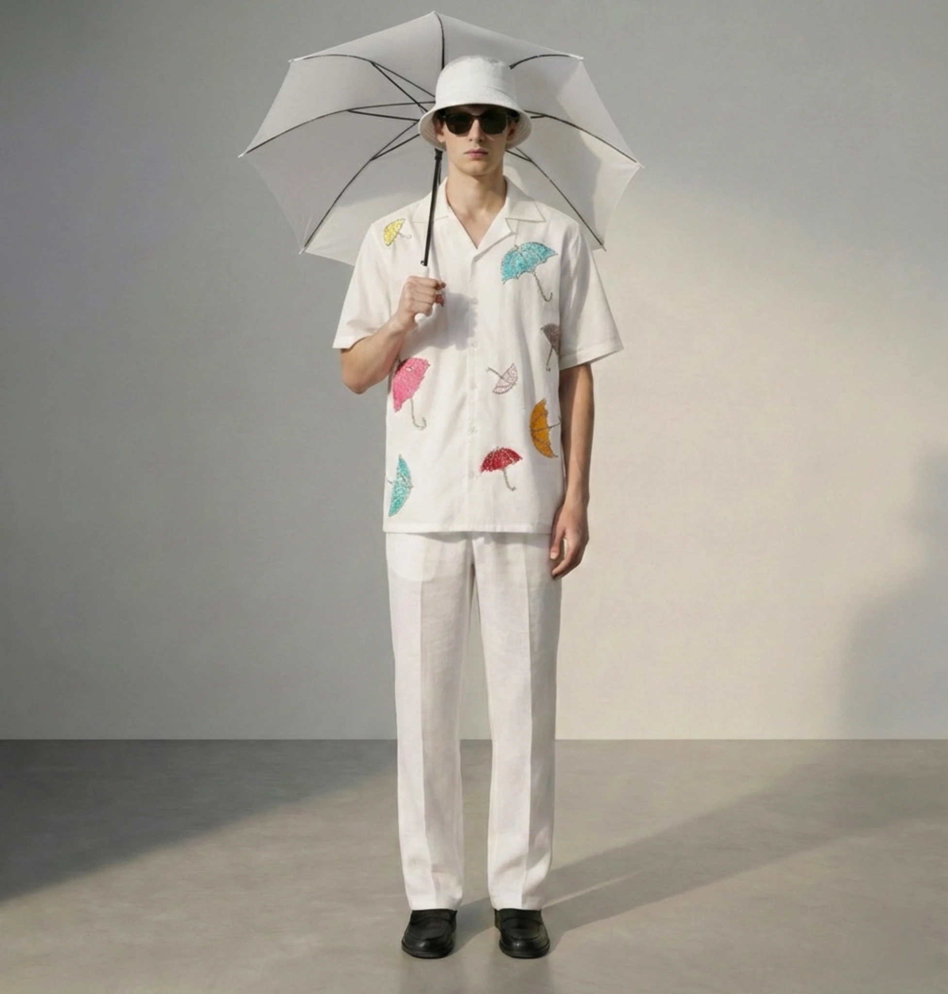 Hand-Embroidered-Umbrella-Shirt-for-Men-Cuban-Collar-Cotton-Summer-Resort-Gift-for-her-front-umbralla.JPG