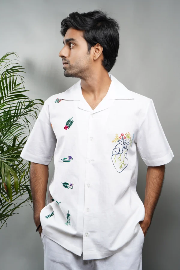 Floral Heart Linen Shirt