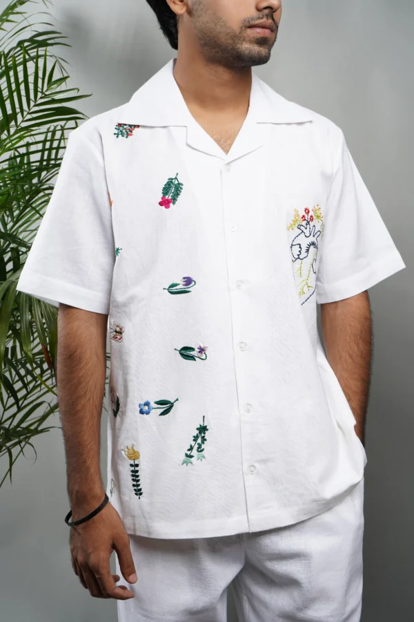 Floral Heart Linen Shirt