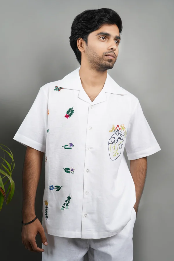 Floral Heart Linen Shirt