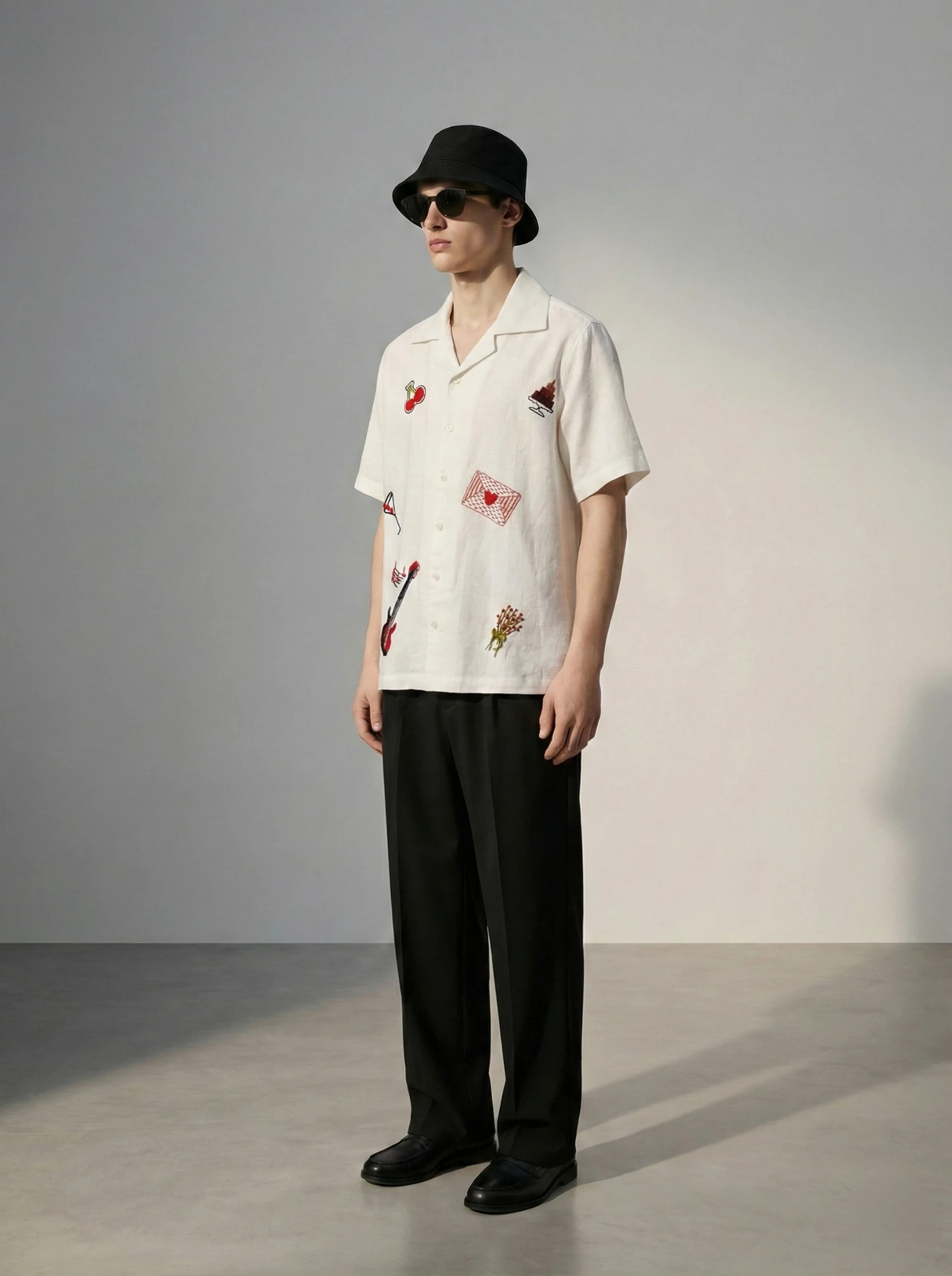Handmade-Linen-Cotton-Cuban-Shirt-Love-Music-Embroidery-Gift-for-Boyfriend-side.JPG