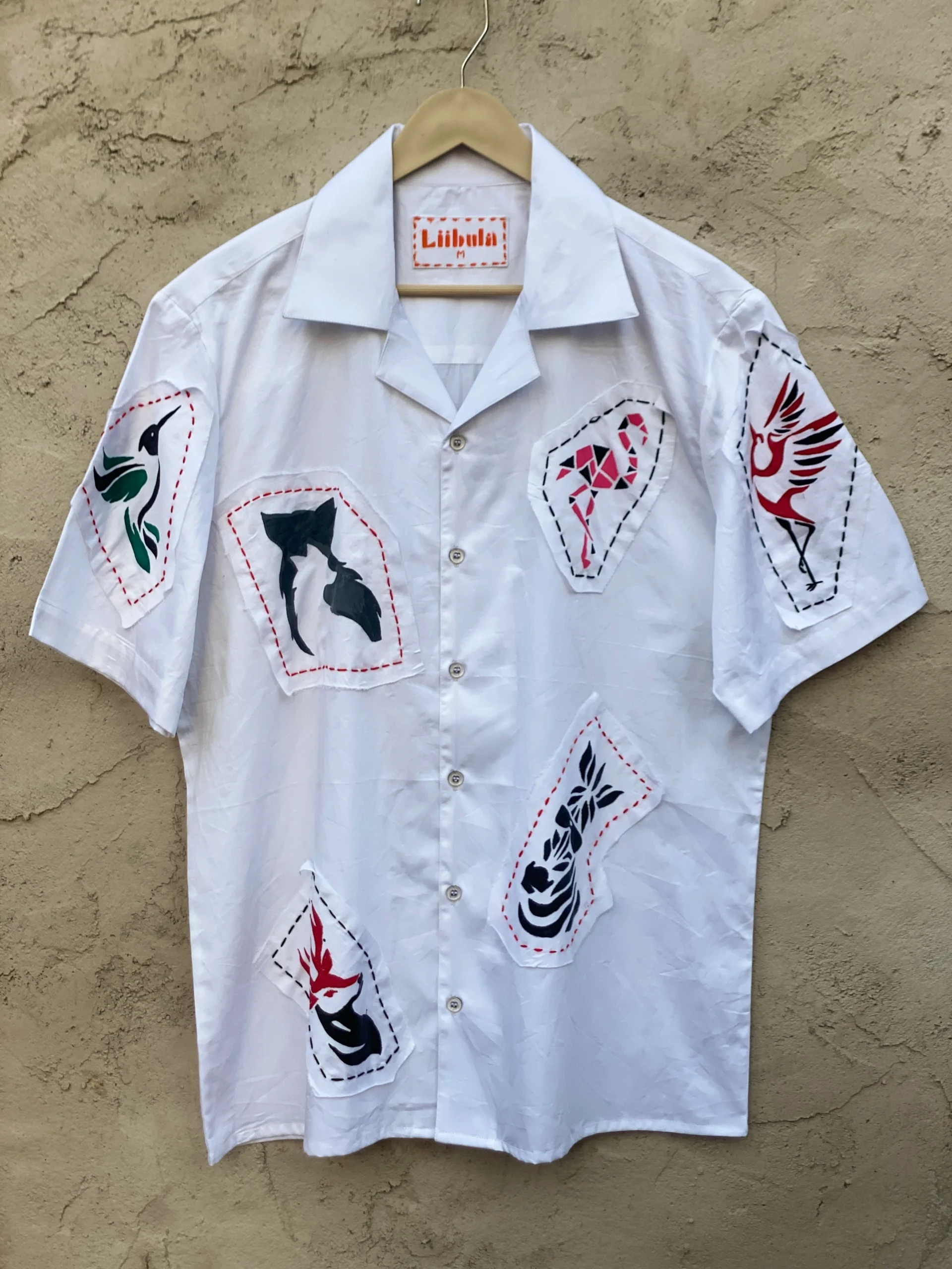 Le Animal Patch Art Shirt – Handcrafted 100% Cotton with Embroidery & Patchwork