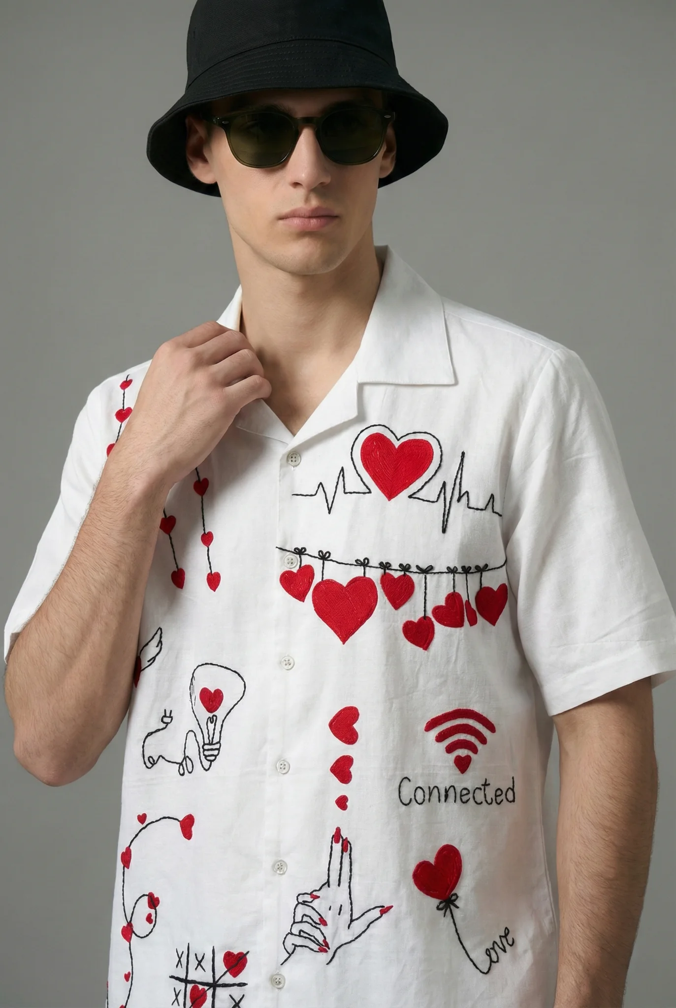 Connected-Love-Cotton-Linen-Cuban-Collar-Shirt-Front