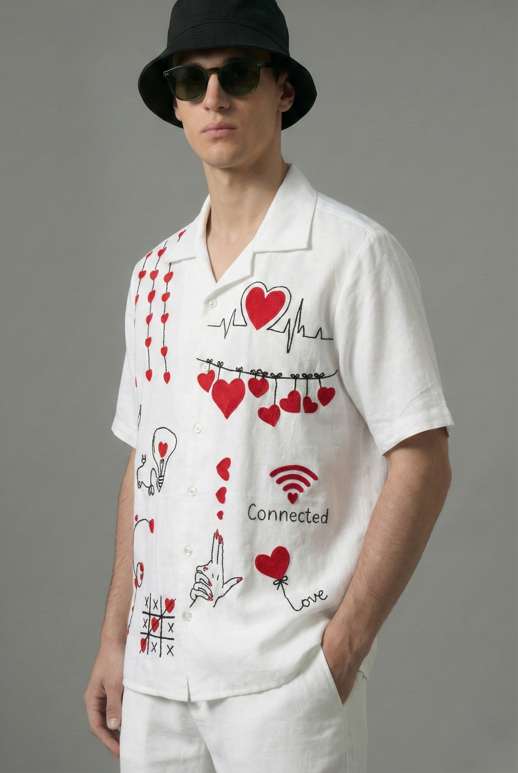 Le Connected Love Shirt | Handcrafted Cotton-Linen Cuban Collar Shirt - Image 5