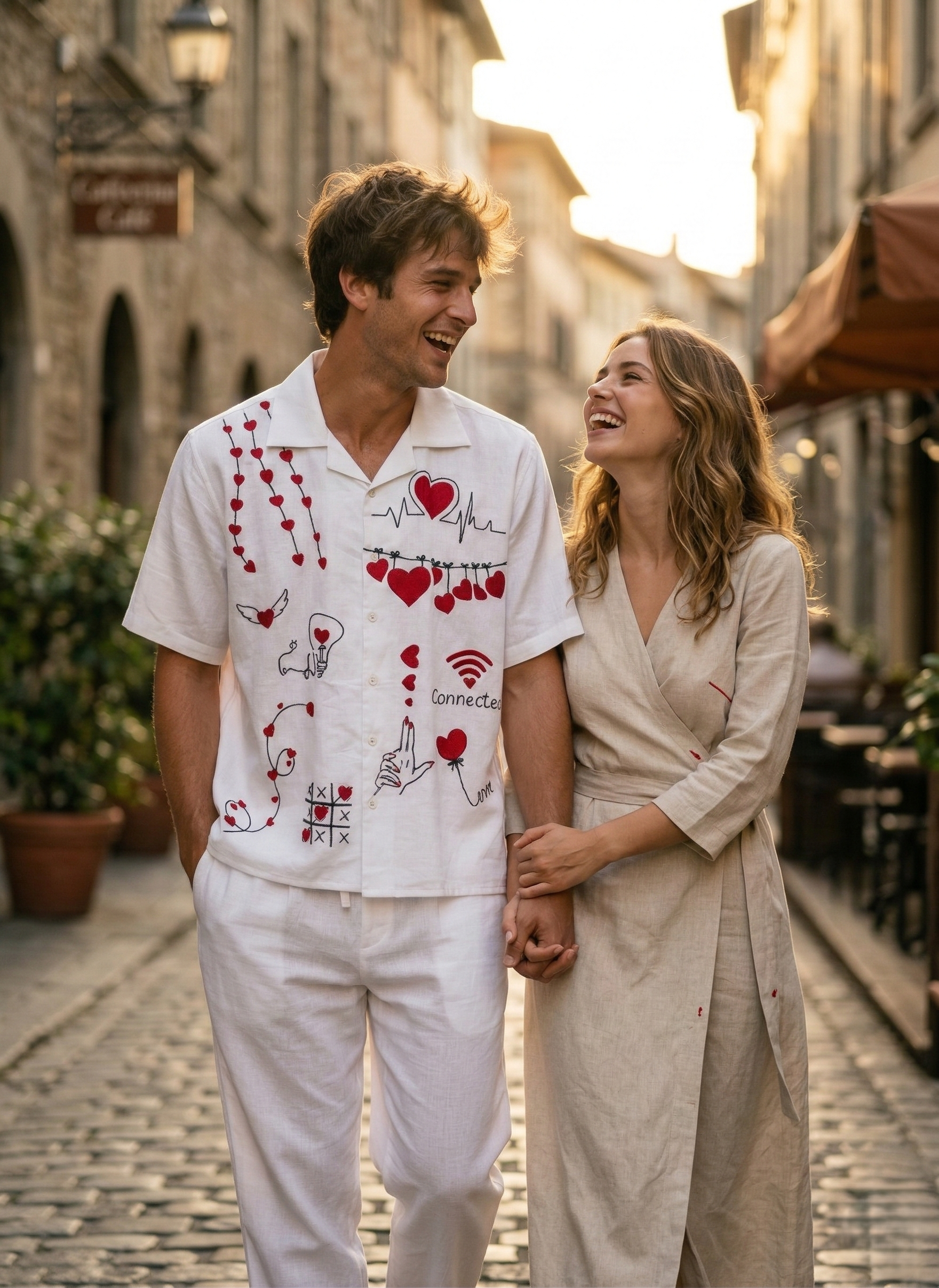 Le Connected Love Shirt | Handcrafted Cotton-Linen Cuban Collar Shirt