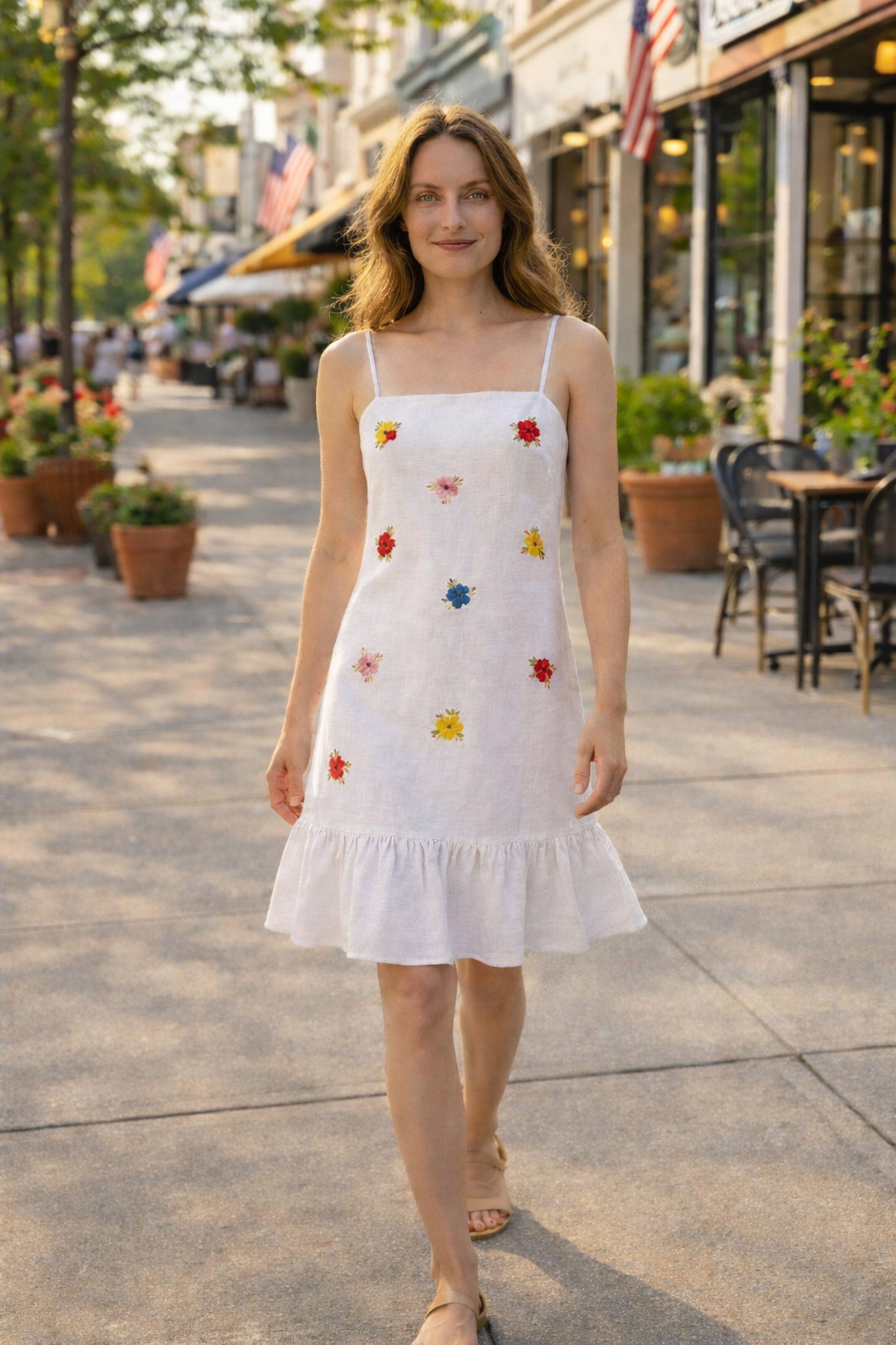 Elegant handmade floral dress women lightweight vacation outfit