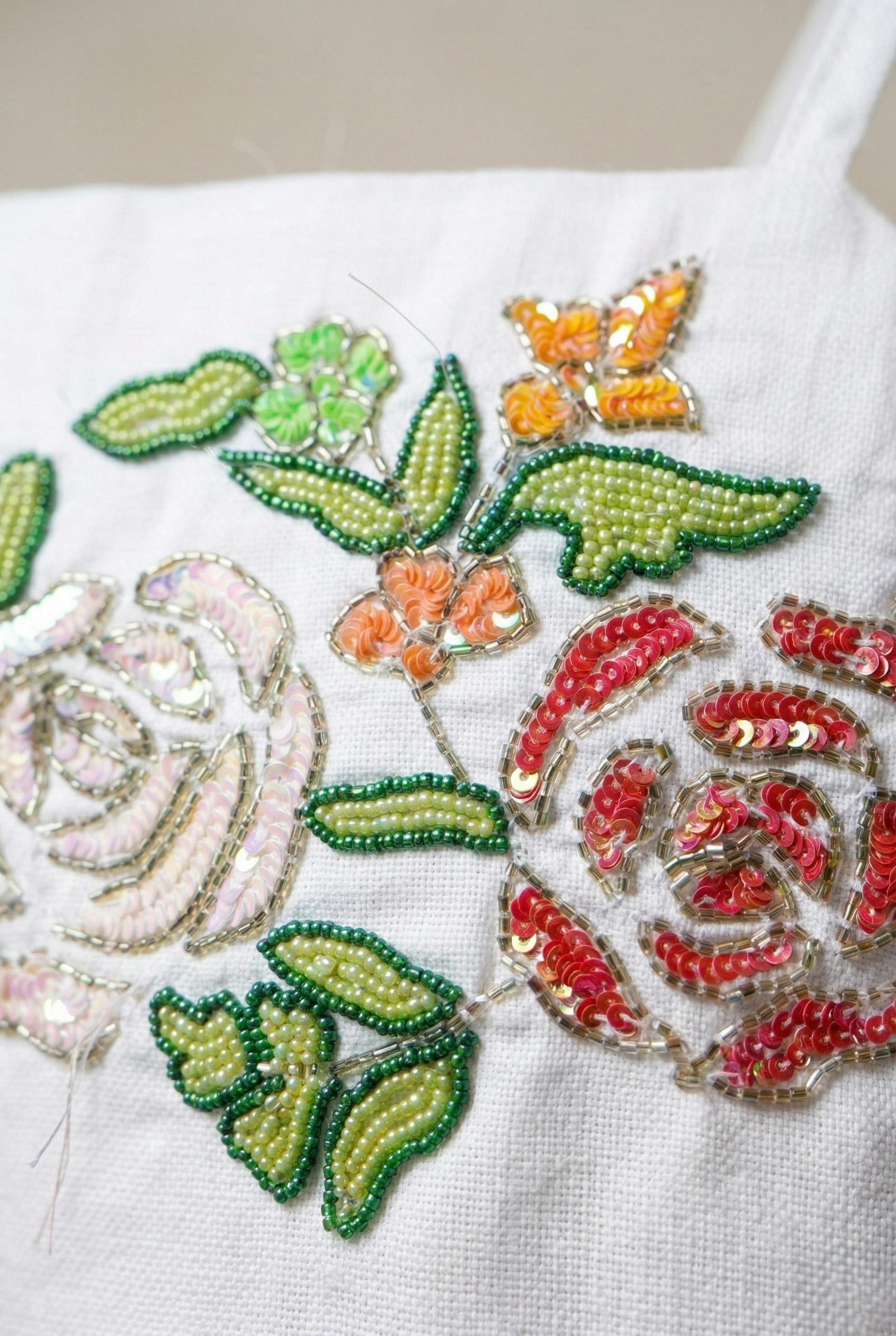 floral beadwork embroidery dress close up