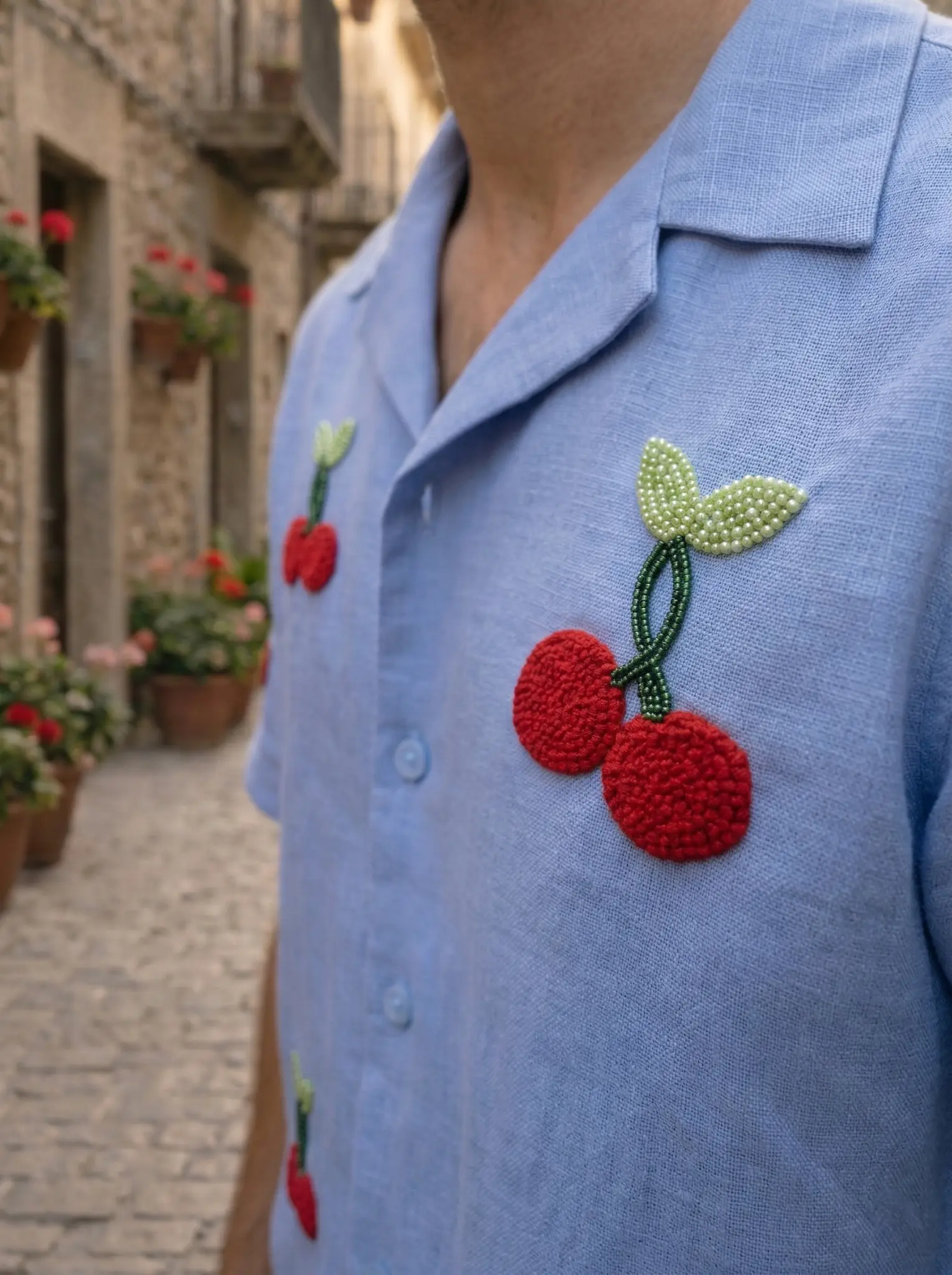 mens-linen-cherry-embroidered-shirt-shorts-set-closeup-view.jpg