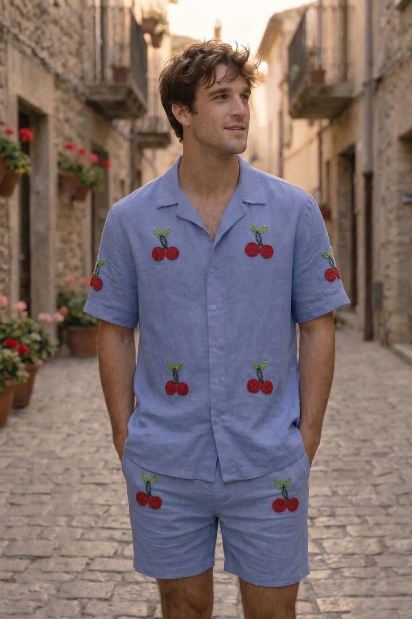 mens-linen-cherry-embroidered-shirt-shorts-set-front-2-view.jpg