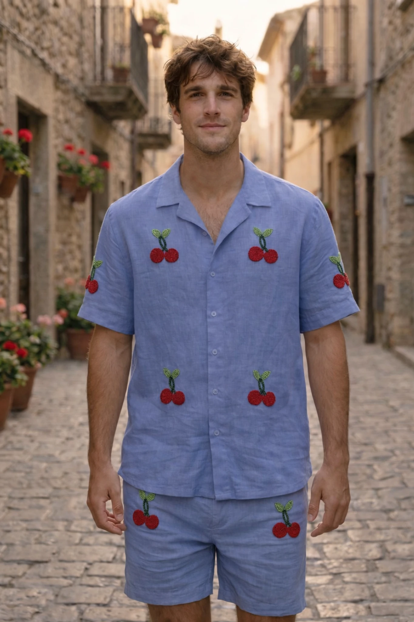 mens-linen-cherry-embroidered-shirt-shorts-set-front-view4.jpg