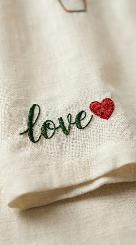 white linen shirt love embroidery detail handmade cotton fabric premium close up