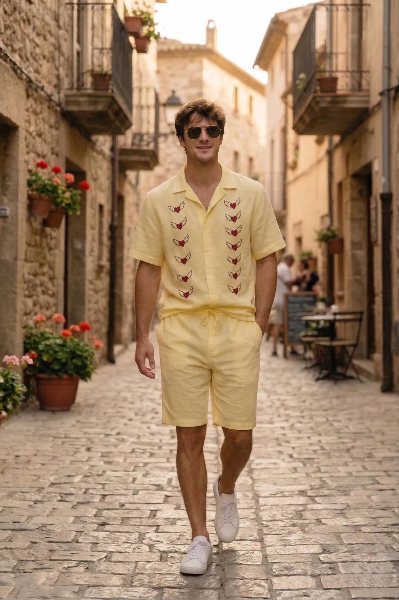cuban collar linen shirt summer outfit men street
