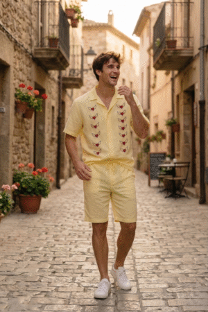 casual vacation outfit men linen shirt