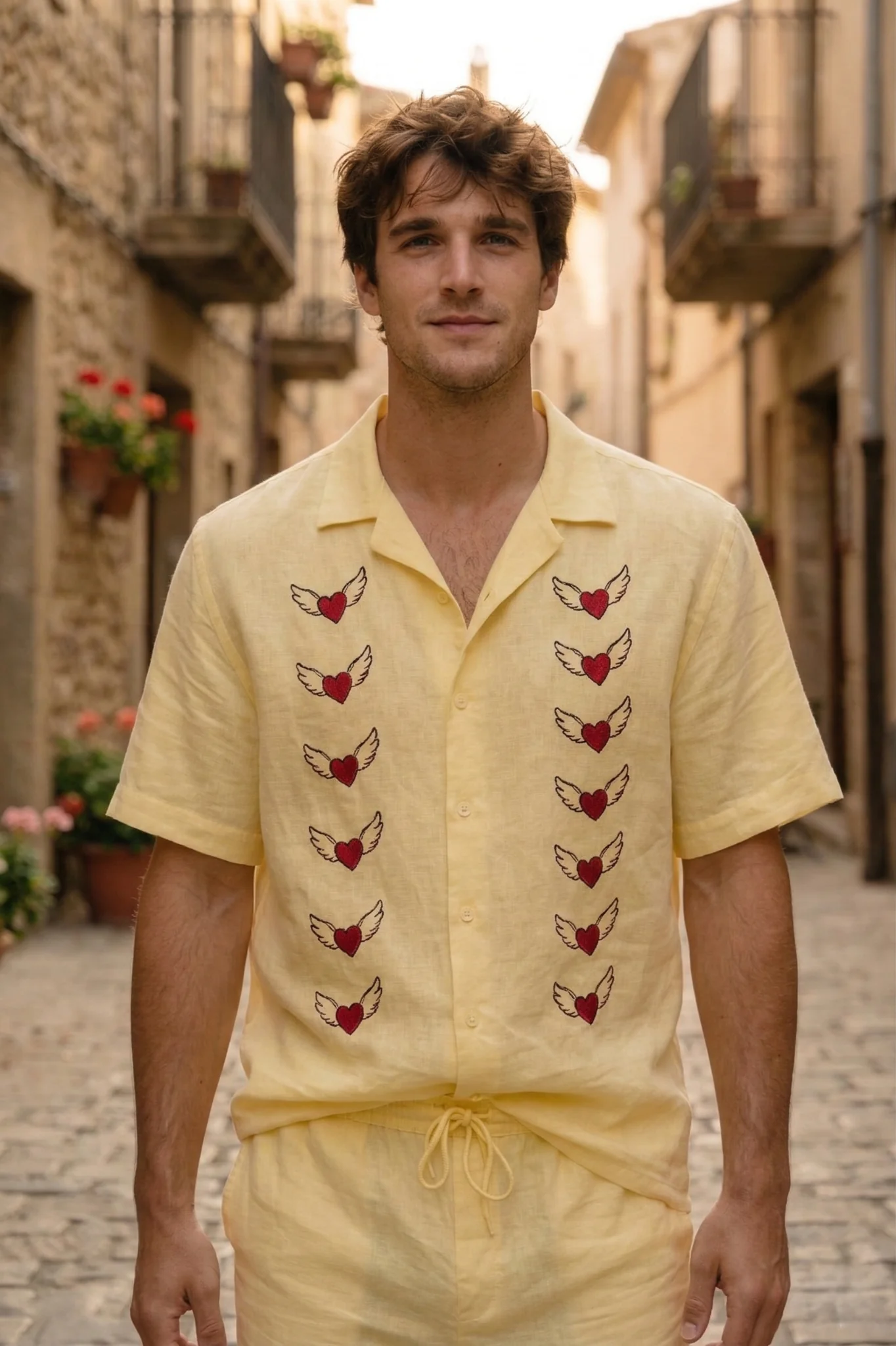 cuban collar linen shirt summer outfit men closeup