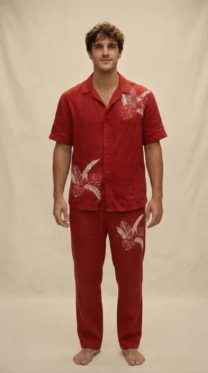 red-linen-cuban-collar-set-men-front.jpg