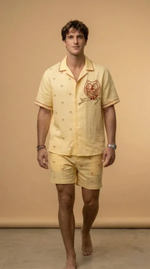 yellow-linen-coord-set-men-owl-heart-embroidery-walk1.jpg