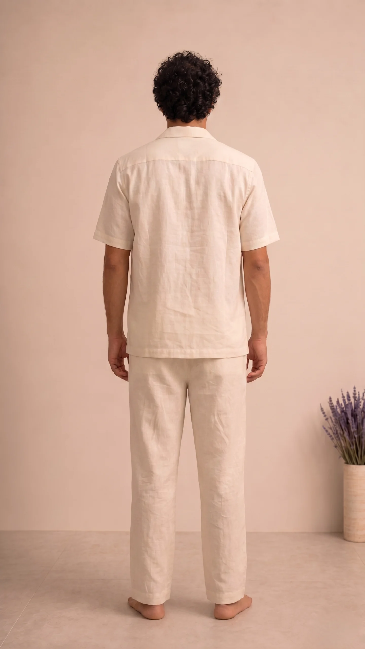 Luxury Heart Embroidered Linen Cotton Cuban Collar Shirt and Pant Co-Ord Set for Men by Liibula