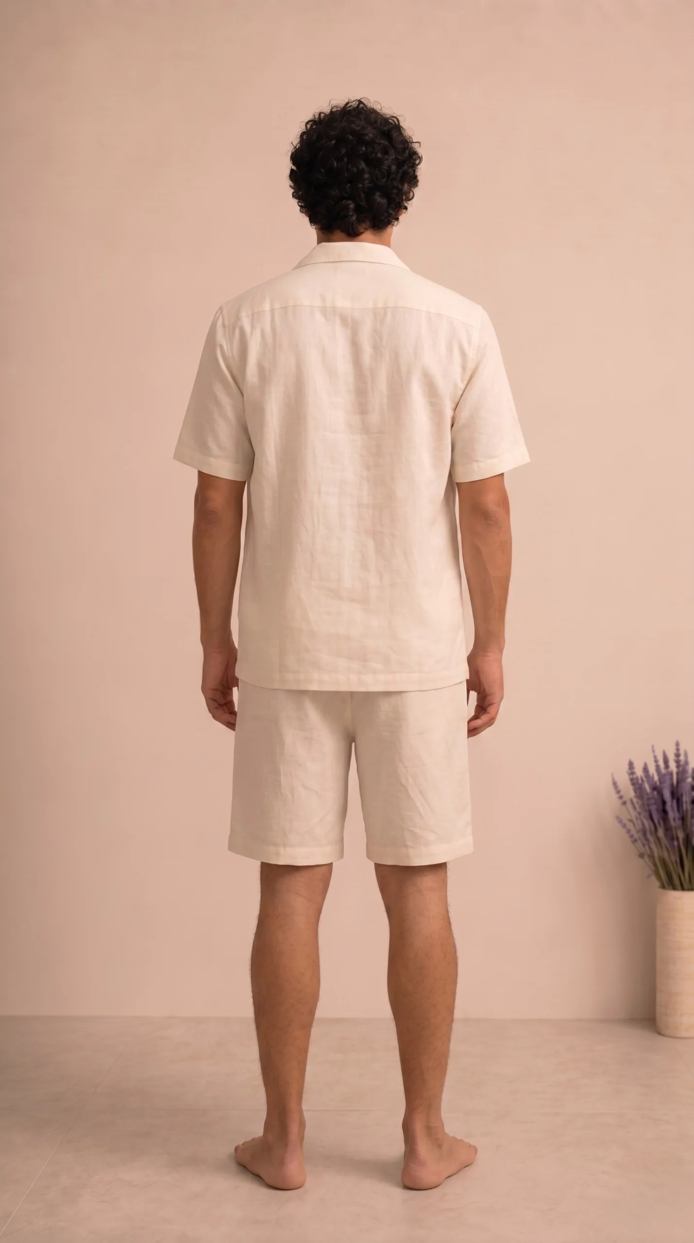 Luxury Heart Embroidered Linen Cotton Cuban Collar Shirt and Shorts Set for Men by Liibula