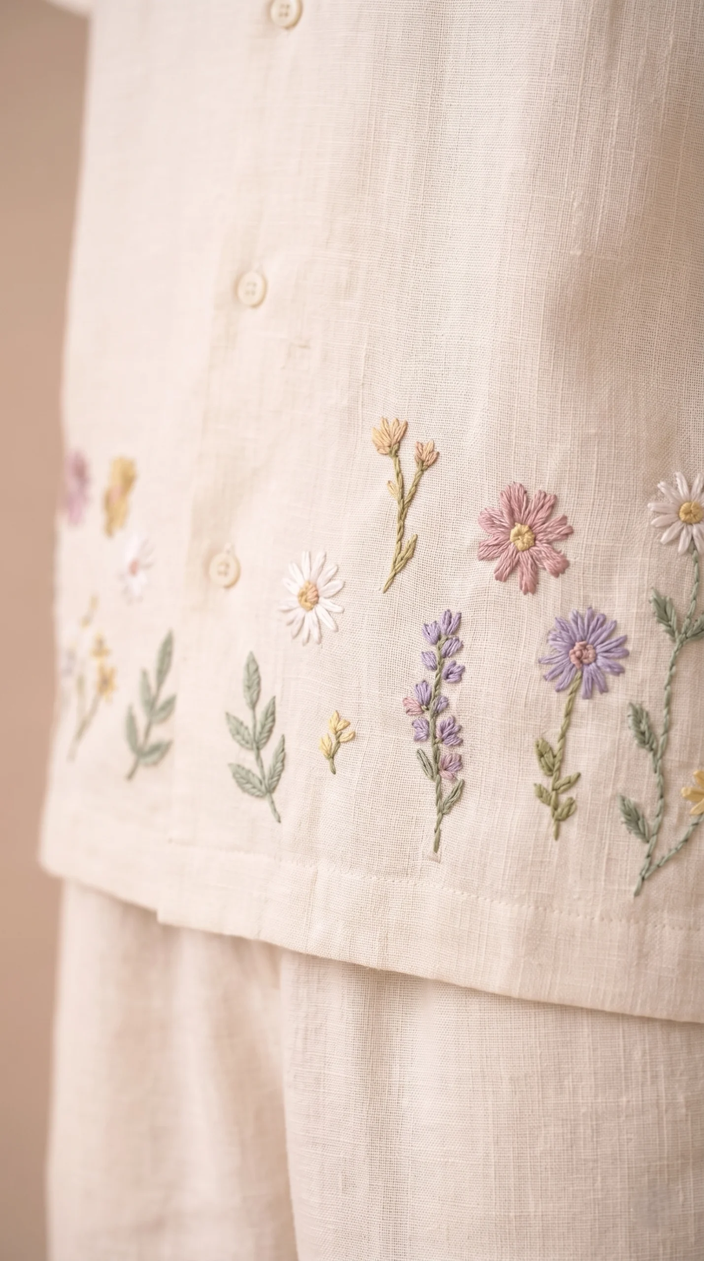 Luxury Beige Floral Embroidered Linen Cotton Cuban Collar Shirt and Shorts Set for Men by Liibula