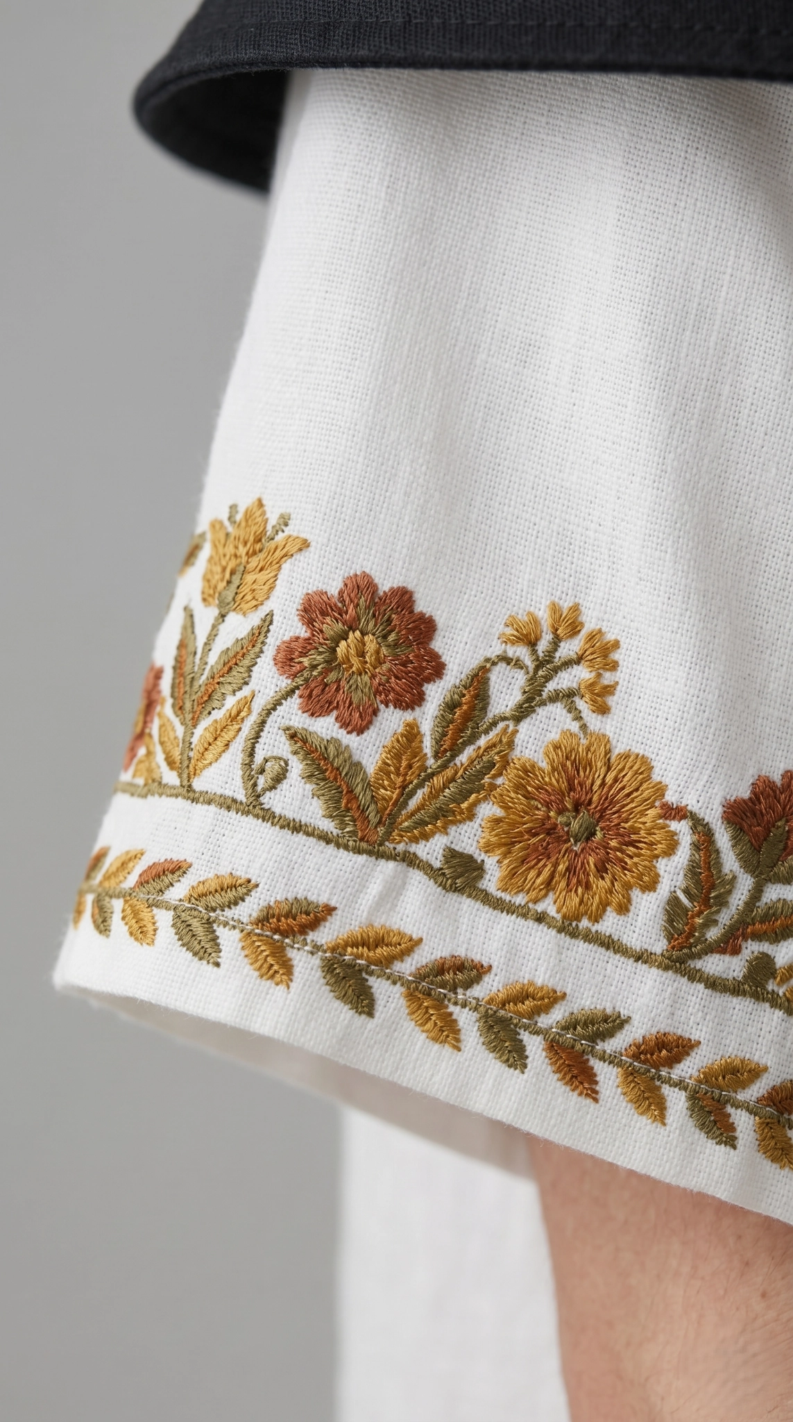 White Embroidered Linen Cotton Cuban Collar Shirt and Pant Co-Ord Set for Men by Liibula